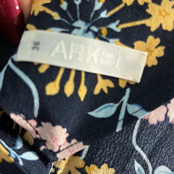 Arket Dress Swedish Design Boxy Floral Print  Pockets v-neck Size 36/6 Small - Picture 5 of 9